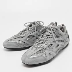 Pre Owned Balenciaga Grey Mesh and Leather Track Sneakers Size 43