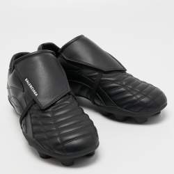 Pre Owned Balenciaga Black Faux Leather Soccer Low Top Sneakers Size 43 