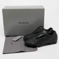 Pre Owned Balenciaga Black Faux Leather Soccer Low Top Sneakers Size 43 