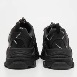 Pre Owned Balenciaga Black Logo Print Leather Triple S Sneakers Size 46