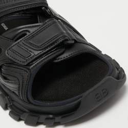 Pre Owned Balenciaga Black Leather Track Sandals Size 41 