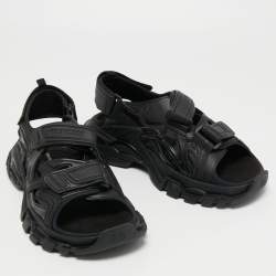 Pre Owned Balenciaga Black Leather Track Sandals Size 41 