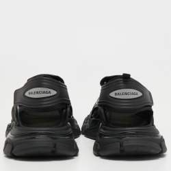 Pre Owned Balenciaga Black Leather Track Sandals Size 41 