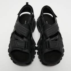 Pre Owned Balenciaga Black Leather Track Sandals Size 41 