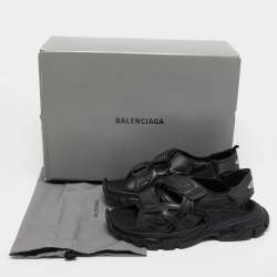 Pre Owned Balenciaga Black Leather Track Sandals Size 41 