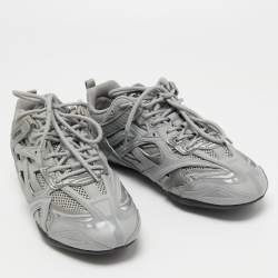 Pre Owned Balenciaga Grey Leather and Mesh Drive Sneakers Size 41