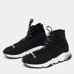 مملوكة مسبقًا Balenciaga Black Knit Fabric Speed 2.0 High Top Sneakers Size 41