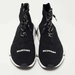 مملوكة مسبقًا Balenciaga Black Knit Fabric Speed 2.0 High Top Sneakers Size 41