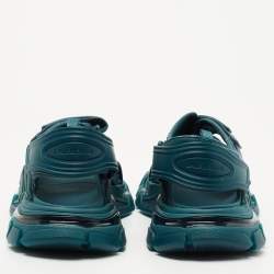 Pre Owned Balenciaga Green Rubber and Leather Track Strap Sandals Size 44