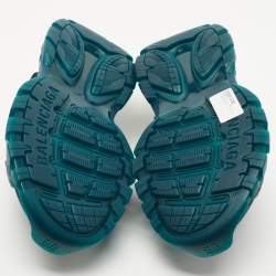 Pre Owned Balenciaga Green Rubber and Leather Track Strap Sandals Size 44