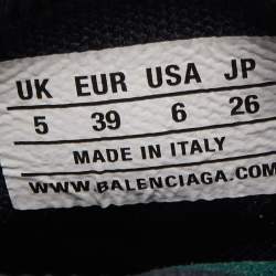 Pre Owned Balenciaga Navy Blue Knit Fabric Speed Trainer Sneakers Size 39
