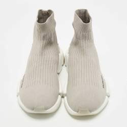Pre Owned Balenciaga Grey Knit Speed Trainer Sneakers Size 44