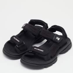Balenciaga Black Fabric Ankle Strap Sandals Size 38 