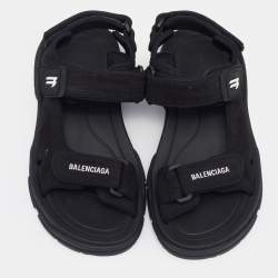 Balenciaga Black Fabric Ankle Strap Sandals Size 38 