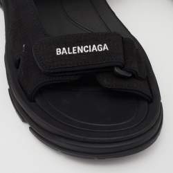 Balenciaga Black Fabric Ankle Strap Sandals Size 38 