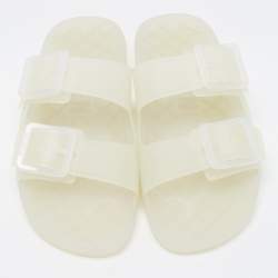 Pre Owned Balenciaga Transparent Rubber Mallorca Slides Size 43