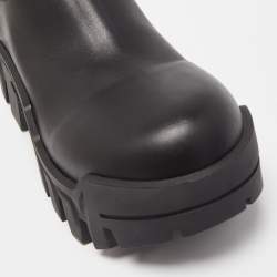 Pre Owned Balenciaga Black Leather Bulldozer Mini Boots Size 40