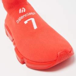 مملوكة مسبقًا Balenciaga Red Knit Fabric Speed LT Soccer Sneakers Size 42