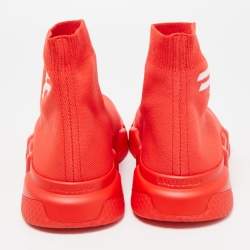 مملوكة مسبقًا Balenciaga Red Knit Fabric Speed LT Soccer Sneakers Size 42