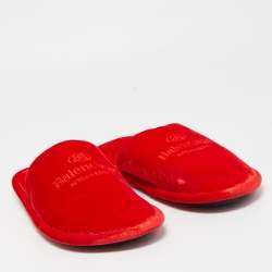 Balenciaga Red Velvet Flat Mules Size 43