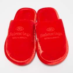 Balenciaga Red Velvet Flat Mules Size 43