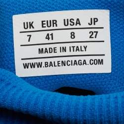 Pre Owned Balenciaga Blue Knit Fabric Speed Trainer Sneakers Size 41
