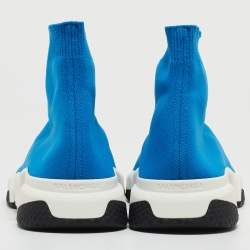 Pre Owned Balenciaga Blue Knit Fabric Speed Trainer Sneakers Size 41