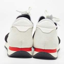Balenciaga White/Black Leather and Mesh Race Runner Sneakers Size 44