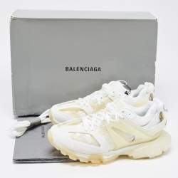 Balenciaga White Faux Leather and PVC Track Clear Sole Sneakers Size 42