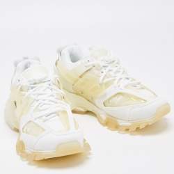 Balenciaga White Faux Leather and PVC Track Clear Sole Sneakers Size 42