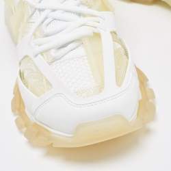 Balenciaga White Faux Leather and PVC Track Clear Sole Sneakers Size 42