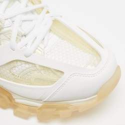 Balenciaga White/Transparent Faux Leather and PVC Track Clear Sole Sneakers Size 44