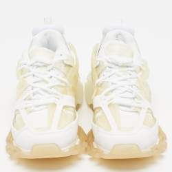 Balenciaga White/Transparent Faux Leather and PVC Track Clear Sole Sneakers Size 44
