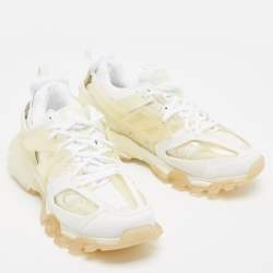 Balenciaga White/Transparent Faux Leather and PVC Track Clear Sole Sneakers Size 44
