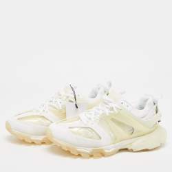 Balenciaga White/Transparent Faux Leather and PVC Track Clear Sole Sneakers Size 44