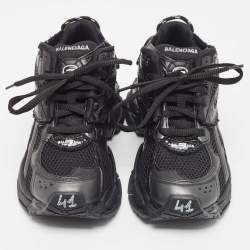 Pre Owned Balenciaga Black Mesh and Leather Runner Sneakers Size 41