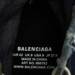 مملوكة مسبقًا Balenciaga Blue Denim Paris High Top Sneakers Size 42