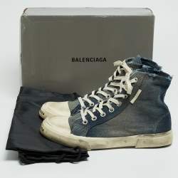 مملوكة مسبقًا Balenciaga Blue Denim Paris High Top Sneakers Size 42