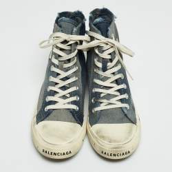 مملوكة مسبقًا Balenciaga Blue Denim Paris High Top Sneakers Size 42