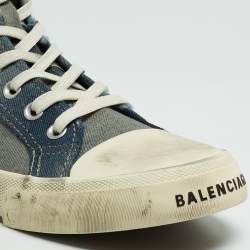 مملوكة مسبقًا Balenciaga Blue Denim Paris High Top Sneakers Size 42