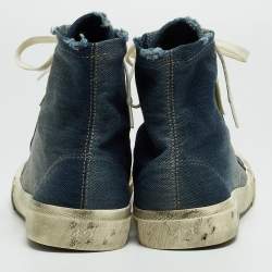 مملوكة مسبقًا Balenciaga Blue Denim Paris High Top Sneakers Size 42