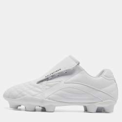 Balenciaga White Faux Leather Soccer Low Top Sneakers Size 38