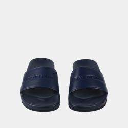 Pre Owned Balenciaga Navy Blue Leather Pool Slides 39
