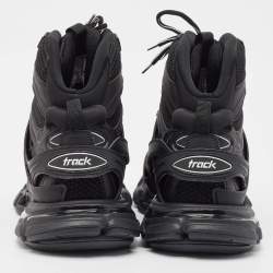 Balenciaga Black Mesh and Faux Leather Track High Top Sneakers Size 42