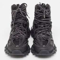 Balenciaga Black Mesh and Faux Leather Track High Top Sneakers Size 42