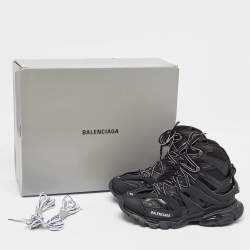 Balenciaga Black Mesh and Faux Leather Track High Top Sneakers Size 42