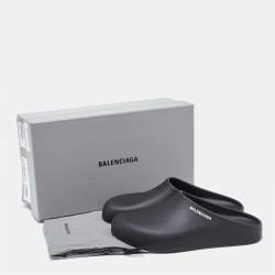 Balenciaga Black Rubber Flat Mules Size 42