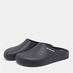 Balenciaga Black Rubber Flat Mules Size 42