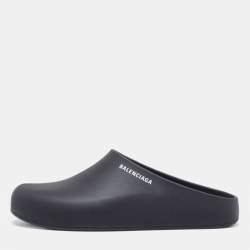 Balenciaga Black Rubber Flat Mules Size 42