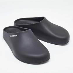 Balenciaga Black Rubber Flat Mules Size 42